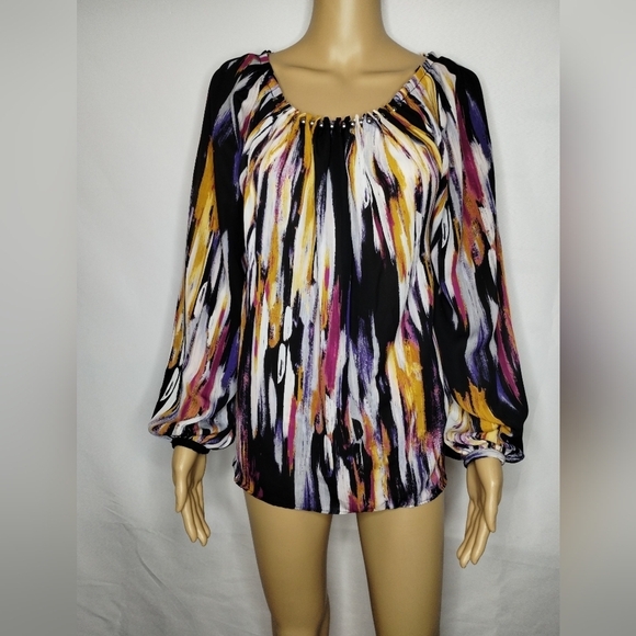Jennifer Lopez women's size small midnight romance abstract long sleeve top - Picture 1 of 5